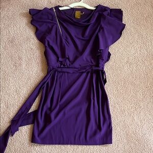 Ali Ro Purple Flutter Sleeve Mini Dress